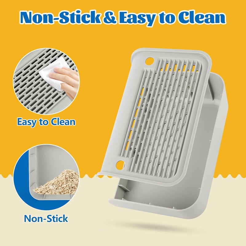 Bartuke Litter Box Step, Cat Step/Ramp/Catcher with Filter Function, Easy to Clean, Ideal for Kitten & Elderly Cats (Light Grey) - Image 4